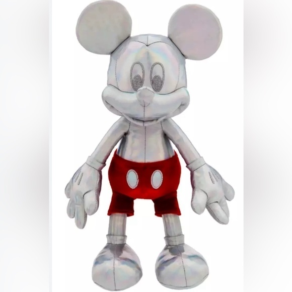 DISNEY PARKS 100th Anniversary  Mickey Mouse Platinum Plush Toy 14” 2023 Edition - Picture 1 of 8